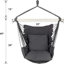Highwild Hammock Chair Hanging Rope Swing - Max 500 Lbs - 2 Cushions Included - Steel Spreader Bar with Anti-Slip Rings - for Any Indoor or Outdoor Spaces (Grey) by GreenHaven Gardens