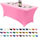 ABCCANOPY 5 FT Pink Spandex Table Cover Stretch Fitted Wrinkle Resistant Tablecloth Reuse for Rectangular Folding Table Patry Event Wedding Banquet Protector by CozyNest Decor