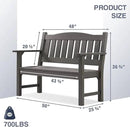 Psilvam 2-Person Outdoor Memorial Bench, All-Weather Poly Lumber Garden Bench, Rot-Resistant Outdoor Patio Bench for Park,Porch,and Church(Grey) by CozyNest Decor