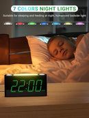 Alarm Clock for Bedroom, 7.5" Large Display LED Digital Clock with 7 Color Night Light,USB Phone Charger,Dimmer,Battery Backup,Easy to Set Loud Bedside Clock for Heavy Sleepers Adult Teen Kid Boy Girl by TinyTreasures Baby Boutique