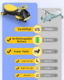 FanttikRide 6V N7 Classic Electric Wiggle Car with Pedal, Rechargeable Battery, Ride on Toys, Swing Car, 2 Speeds, Anti-Rollover, Flashing Light Wheels, Bluetooth, for Ages 3 and Up, 150 Lbs, Yellow by TinyTreasures Baby Boutique