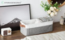 StorageWorks Narrow Storage Bins, Small Basket for Closet and Shelves, Fabric Organizer with Handles, Toilet Paper Storage, Grey and White, 2-Pack by CozyNest Decor