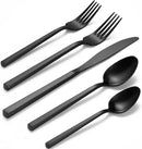 Alata Cube 45-Piece Forged Stainless Steel Flatware Set Cutlery Set with Utensil-Serving Set, Silverware Set Service for 8, Matte Satin Polished, Dishwasher Safe by CozyNest Decor
