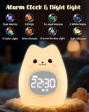Cat Alarm Clock for Kids with Night Light, Sleep Training Clock Time to Wake Clock, Rechargeable Silicone Light for Bedroom, Perfect Sleep Companion for Boys Girls by TinyTreasures Baby Boutique