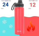 DRINCO Stainless Steel Water Bottle Spout Lid Vacuum Insulated Double Wall Water Bottle Wide Mouth (40oz 32oz 22oz 18oz 14oz) Leak Proof Keeps Cold or Hot (22 oz, 22oz Barn Red) by CozyNest Decor