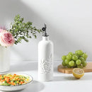 Sweejar 18 Oz Oil Dispenser for Kitchen with Gravity Spout, Ceramic Olive Oil Dispenser Bottle, Relief Opaque Vinegar Container for Evoo, Vinegar, Soy Sauce, Pack of 1(White, Silver Spout) by CozyNest Decor