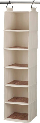 Household Essentials Cedarline 6-Shelf Hanging Closet Organizer, Heavy-Duty Cotton Canvas, Breathable, Versatile, Compact, Perfect for Rod or Wire Closets, Natural by CozyNest Decor