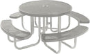 Heavy-Duty Portable Outdoor Picnic Table with Umbrella Hole, Punched Steel Commercial-Grade Patio Furniture Made in America (46" Round Top, Grey with Grey Frames) by GreenHaven Gardens