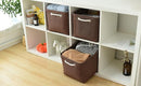 TheWarmHome Organization and Storage Basket for Shelves - 3 Pack 16x12x12 inch Fabric Storage Cubes, Cube Storage Bin for Organizing Closet Cloth Organizer Gift Toy (White & Brown) by TinyTreasures Baby Boutique