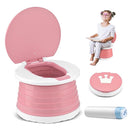 Travel Potty for Toddler Training - Foldable Seat for Boys & Girls - Portable Car Potty for Camping & Park (Pink) by TinyTreasures Baby Boutique