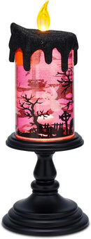 Halloween Snow Globe Candles Lighted Lamp, Lighted Flameless Candles with Water Glitter Swirls and Spooky Moving,Battery Operated by CozyNest Decor