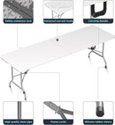 HLPB Folding Table Picnic Table, 8 ft Portable Camping Table with Handle and Safety Locks, Foldable Table Plastic Dining Table Indoor Outdoor for Camping, Picnic and Party by GreenHaven Gardens