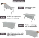 IVAPUPU 2 Pack 4FT Table Cloth for Rectangular Fitted Events Stretch Grey Table Covers Washable Cover Spandex Tablecloth Protector for Party, Wedding, Cocktail, Banquet, Festival by CozyNest Decor