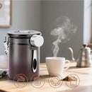 Coffee Canister Airtight Storage Container Stainless Steel Coffee Jar with Scoop,Date Tracker CO2 Release Valve for Dry Food Beans Ground Tea Flour Cereal and Sugar (1.8L Grey-Brown With Spoon) by CozyNest Decor
