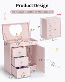Vlando Musical Jewelry Box for Girls, Large Kid Music Box with Ballerina for Birthday Bedroom Decor, 4 Layer Girl Jewelry Gifts for Girls Kids - Light Pink by TinyTreasures Baby Boutique