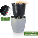 Dexceder 15x14 Self Watering Planter with Wheels Indoor Outdoor, Inner Pot Design, Thickened Large Floor Standing Flower Plant Pot with Water Level Indicator (Grey Gold Crackle) by CozyNest Decor
