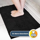 Muddy Mat® 4-Piece Black Medium 30"X19" AS-SEEN-ON-TV Highly Absorbent Microfiber Door Mat, Bath Mat and Pet Rug, Non Slip Thick Washable, Soft Chenille for Kitchen Bathroom Bedroom Indoor and Outdoor by CozyNest Decor