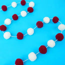 TBD Decor 2pk Red Pom Pom Garland 13FT Large Felt Ball Garland Christmas Decoration for Mantle,Indoor Holiday Wedding Birthday Party Supplies (Red&White,4cm) by CozyNest Decor