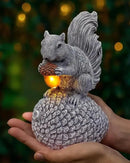 Solar Garden Statue – Hand-Painted Resin Squirrel on Pinecone with Glowing LED Acorn – Charming Yard, Patio & Balcony Decor – Gift for Mom, Grandma & Garden Lovers by CozyNest Decor