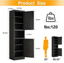 Tall Narrow Storage Cabinet 66.93" H Tall Bathroom Cabinet Metal Pantry Cabinets, 4 Adjustable Shelves for Kitchen, Home Office, Living Room, Dinning Room (16 inches Wide Black) by CozyNest Decor