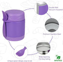 10oz Soup Thermo for Hot Food Kids,Lunch Thermo Kids Food Jar with Spoon Hot Insulated Food Containers,Leak Proof Stainless Steel Wide Mouth Lunch Food Thermo Jar for School(Purple) by TinyTreasures Baby Boutique