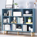 IOTXY Wooden Open Shelf Bookcase - 3-Tier Floor Standing Display Cabinet Rack with Legs, 10 Cubes Bookshelf, Bright Blue by CozyNest Decor