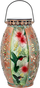 Hummingbird Solar Lanterns Outdoor Waterproof,Stained Glass & Metal Solar Lantern,Hanging Solar Lantern with Hollowed-Out Design,Hummingbird Tabletop Lamp Solar Lights for Yard Garden Patio by GreenHaven Gardens