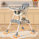 High Chairs for Babies and Toddlers, 4 in 1 Convertible Baby High Chair, Portable High Chair for Travel with Adjustable Height and Back, Foldable HighChair with Wheels& Pu Cushion (Grey) by TinyTreasures Baby Boutique