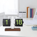 Flip Desk Clock, Retro Vintage Flip Desk Table Clock, Digital Clock Sided Large Numbers Mechanical Flip Clock Wood Base for Living Room, Study Room and Office（Frosted White） by CozyNest Decor