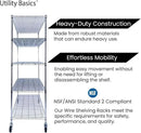 60"x24"x72" Chrome 5-Tier PREMIUM Wire Shelving NSF 4000 LBS MAX CAPACITY Heavy Duty Steel Storage Rack for Warehouses, Garages, Hospitals, Commercial Spaces, & Schools w/PREMIUM WHEELS by CozyNest Decor