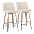 Toriano - Contemporary Fixed Height Counter Stool With Swivel & Round Footrest Modern Design (Set of 2) by HouseOfZazla