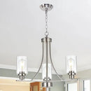 BONLICHT Contemporary Chandelier 3 Light Brushed Nickel Modern Lighting Fixtures Hanging Clear Glass Shades Pendant Light Classic Ceiling Lamp for Kitchen Dinging Room Living Room Bedroom Hallway by CozyNest Decor