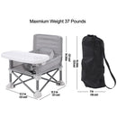 PandaEar Portable Baby Seat Travel| Compact Fold with Straps for Indoor/Outdoor Use| Great for Camping, Beach, Lawn |Toddlers, Kids, Boys, Girls (Grey) by TinyTreasures Baby Boutique