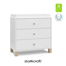 Storkcraft California 3-Drawer Chest with Removable Changing Topper (White with Driftwood) – GREENGUARD Gold Certified, Interlocking Drawer System, Pre-Installed Tracks, Easy Assembly by TinyTreasures Baby Boutique