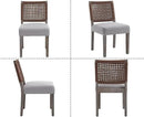 Kmax Farmhouse Dining Chairs Set of 2, Rustic Kitchen Chairs with Linen Fabric Seat and Woven Back, Vintage Accent Chairs for Dining Room, Living Room, Grey by CozyNest Decor