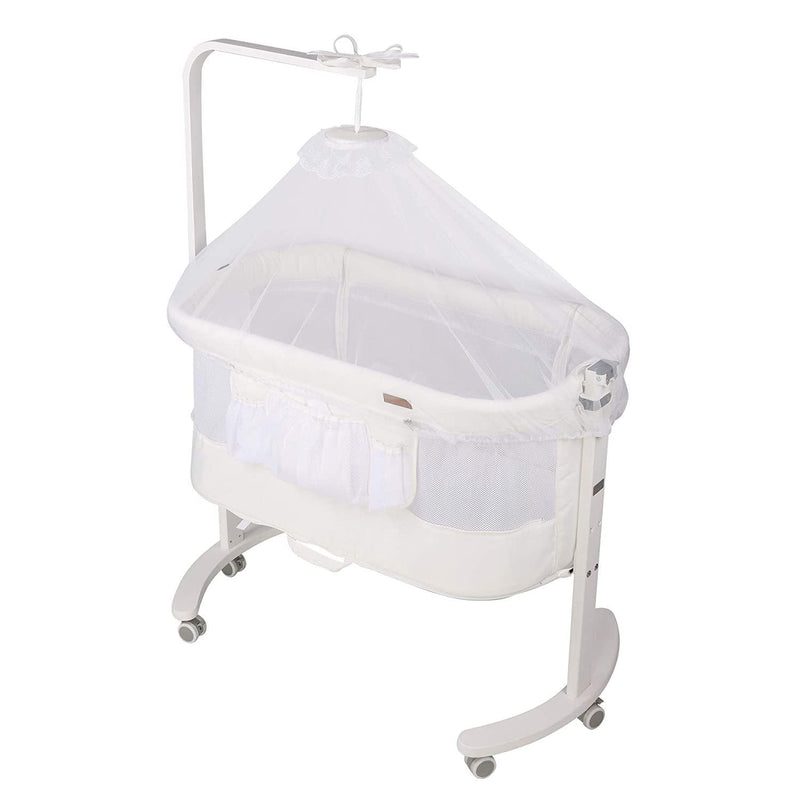 3 in 1 Baby Bedside Sleeper Bassinet Crib w/ Soft Skin-Friendly Mattress and Solid Wood and Metal Frame