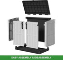 Outdoor Storage Shed Resin Tool Shed, 36 Cu Ft Waterproof Outdoor Horizontal Storage, Weather-Resistant Utility Shed with Air Vent for Trash and Lockable Doors, Garden Tools by CozyNest Decor