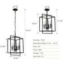 4-Light Vintage Black Chandelier, Foyer Lighting Fixtures Farmhouse Chandeliers for Dining Room, Modern Industrial Lantern Pendant Light for Kitchen Island Entryway Stairway by CozyNest Decor