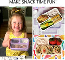 Kids Glitter Snack Container - Mini Bento Lunch-Box, Small Leakproof Container Boxes for Toddlers Girls Snacks Lunches, 3 Compartment - School Daycare Portion Containers, Pink Purple Sparkle Set of 2 by TinyTreasures Baby Boutique