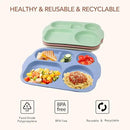 greenandlife 12 Inch (4PCS) Large Unbreakable Divided Plates for Kids Adults, Dishwasher & Microwave Safe Plate, Lightweight Reusable Plastic Compartment Plates, BPA Free and Healthy by CozyNest Decor
