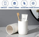 Toothbrush Holders for Bathrooms - 2 Cups Ceramic Toothbrush Toothpaste Holders Set, White Bathroom Tumbler Cups Reusable Toothbrush Mouthwash Cup, Bathroom Counter Organizer by CozyNest Decor