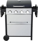 4-Burner Propane Gas BBQ Grill, 34,200 BTU Output, Wire Enamel Cooking Grates, Foldable Side Table and Hanging Basket, Stainless Steel Grill for Outdoor Cooking by GreenHaven Gardens
