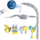 VZO Baby Crib Mobile with Music and Lights, Mobile for Crib with Remote Control, Rotation, Starlight Projection, Crib Toys for Babies Boys Girls Gray by TinyTreasures Baby Boutique