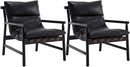 Kmax Modern Sling Accent Chairs Set of 2 Upholstered PU Leather Living Room Chairs Solid Wood Frame Arm Chairs Comfy Lounge Chairsfor Bedroom, Reading Room, Black by CozyNest Decor