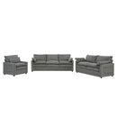 Modern Sofa Set With Double Layer Cushion And Side Storage Pockets