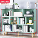 IOTXY Wooden Open Shelf Bookcase - 3-Tier Floor Standing Display Cabinet Rack with Legs, 10 Cubes Bookshelf, Tiffany-Green by CozyNest Decor