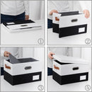PRANDOM Foldable Storage Bins with Lids [3-Pack] Fabric Collapsible Storage Boxes Baskets Cubes Containers with Handles for Closet Living Room Bedroom (Black & White 17.7x11.8x11.8'') by TinyTreasures Baby Boutique