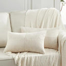 Fancy Homi 2 Packs Cream Long Lumbar Decorative Throw Pillow Covers 16x24 Inch for Couch Bed Sofa, Rustic Farmhouse Boho Home Decor, Soft Striped Corduroy Rectangle Accent Cushion Case 40x60 cm by CozyNest Decor