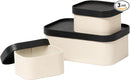 LA JOLIE MUSE Fluted Cardboard Storage Baskets with Leather-Like Lids, Sturdy Stackable Paper Boxes Decorative Tray, Black & Beige, Set of 3 by TinyTreasures Baby Boutique