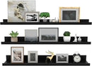 Giftgarden 36 Inch Black Floating Shelves for Wall Woodgrain Picture Ledge Large Photo Shelf for Bedroom Living Room Kitchen Bathroom Storage Shelving, Set of 3 Different Sizes by CozyNest Decor